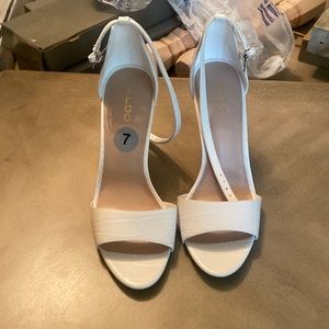 All white heels